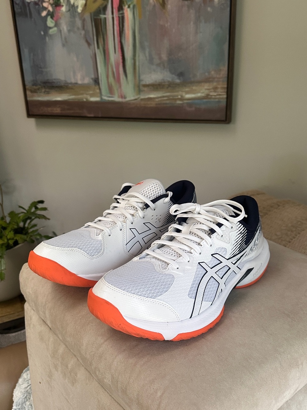 ASICS White, Orange & Navy Training Sneakers